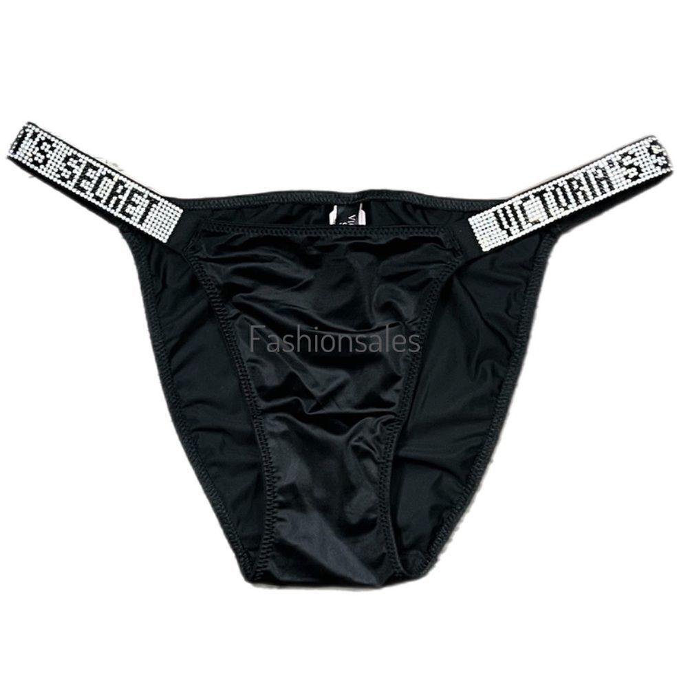 Victorias Secret Bombshell Shine Rhinestones Strap String Bikini panty black S - Picture 4 of 5